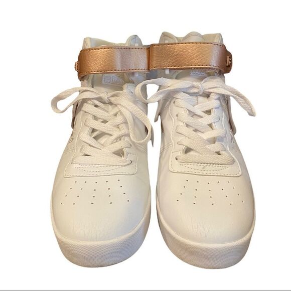 Fila Women's Vulc 13 Color Pop White Gold Hi Top Sneakers 8 - Picture 3 of 6